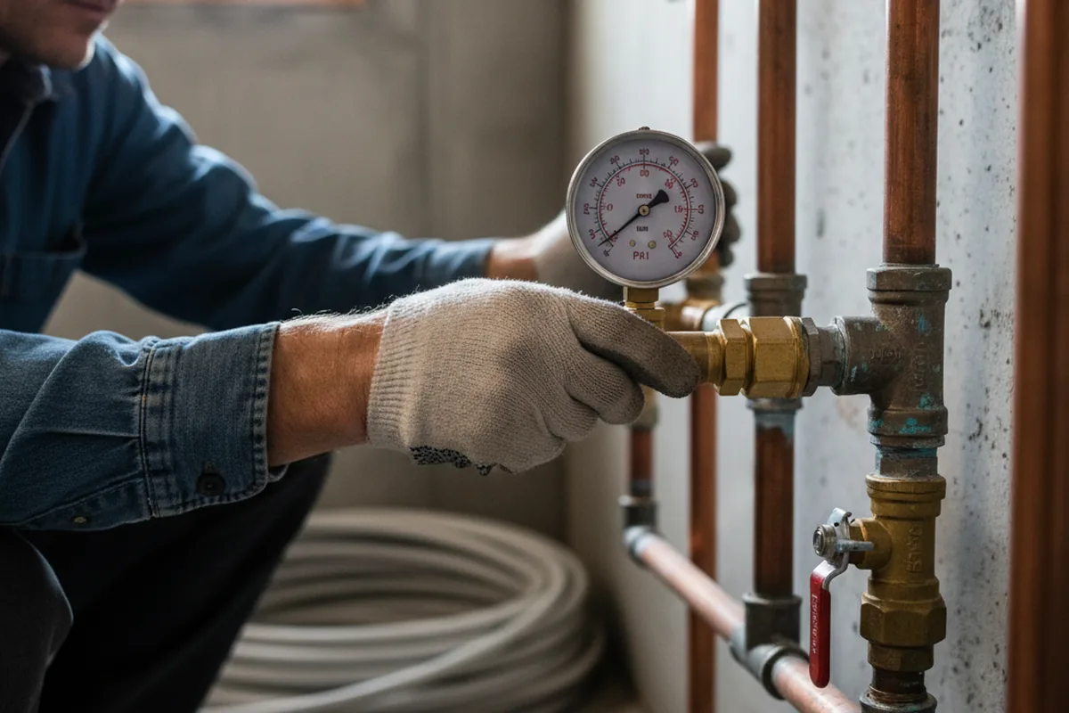 Pressure testing a repaired line during Water Line Repair in Vest